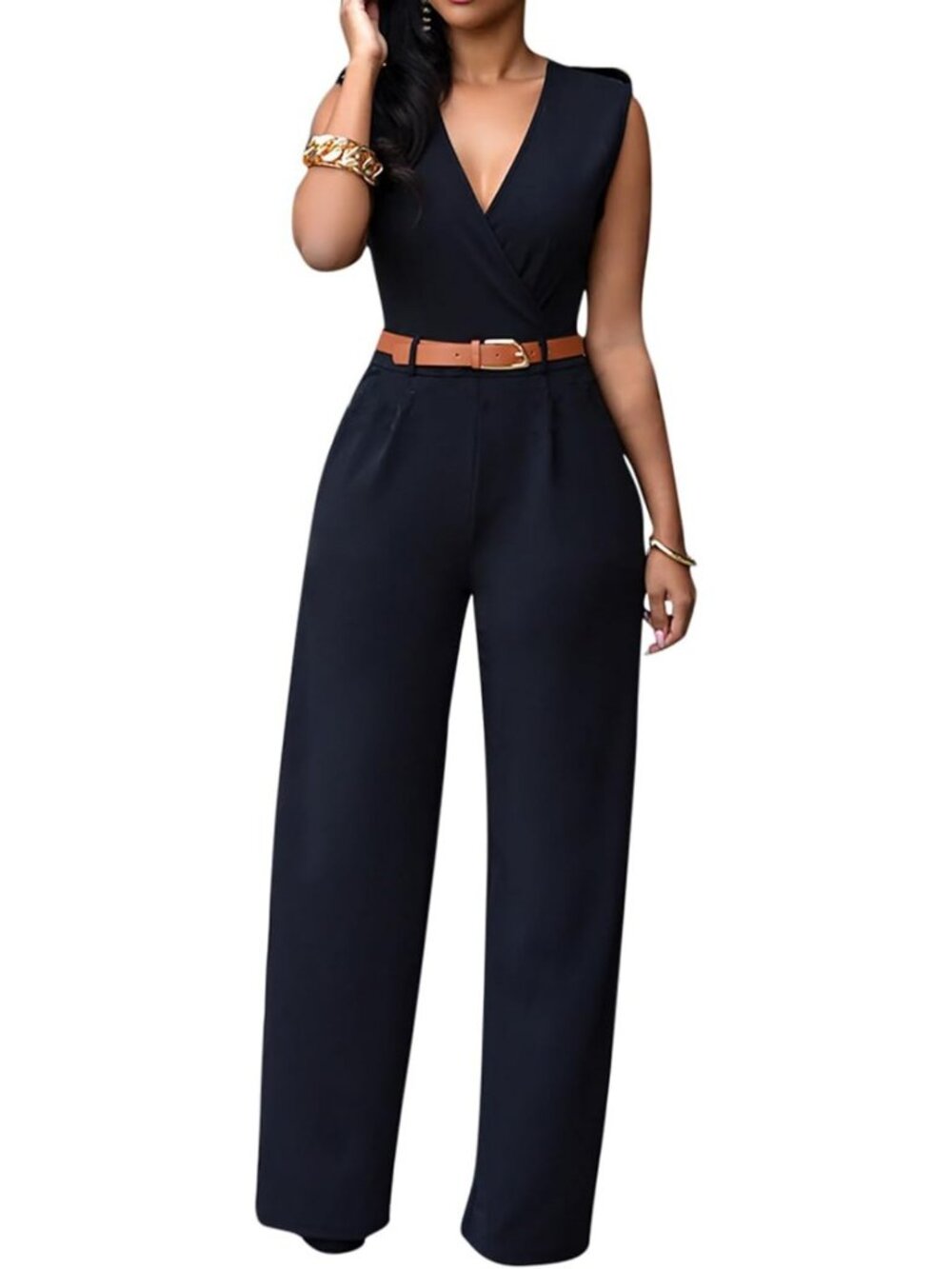Chic Pink V Neck Wide Leg Jumpsuit for Women | Dressy Party Romper Outfit